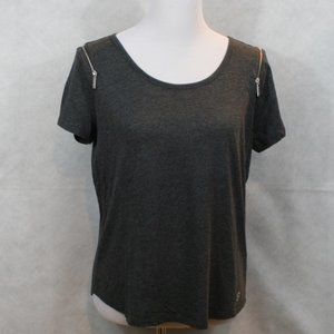 Michael Kors Gray Cotton/Modal Blend Blouse w/ Optional Cold Shoulder SZ M EUC